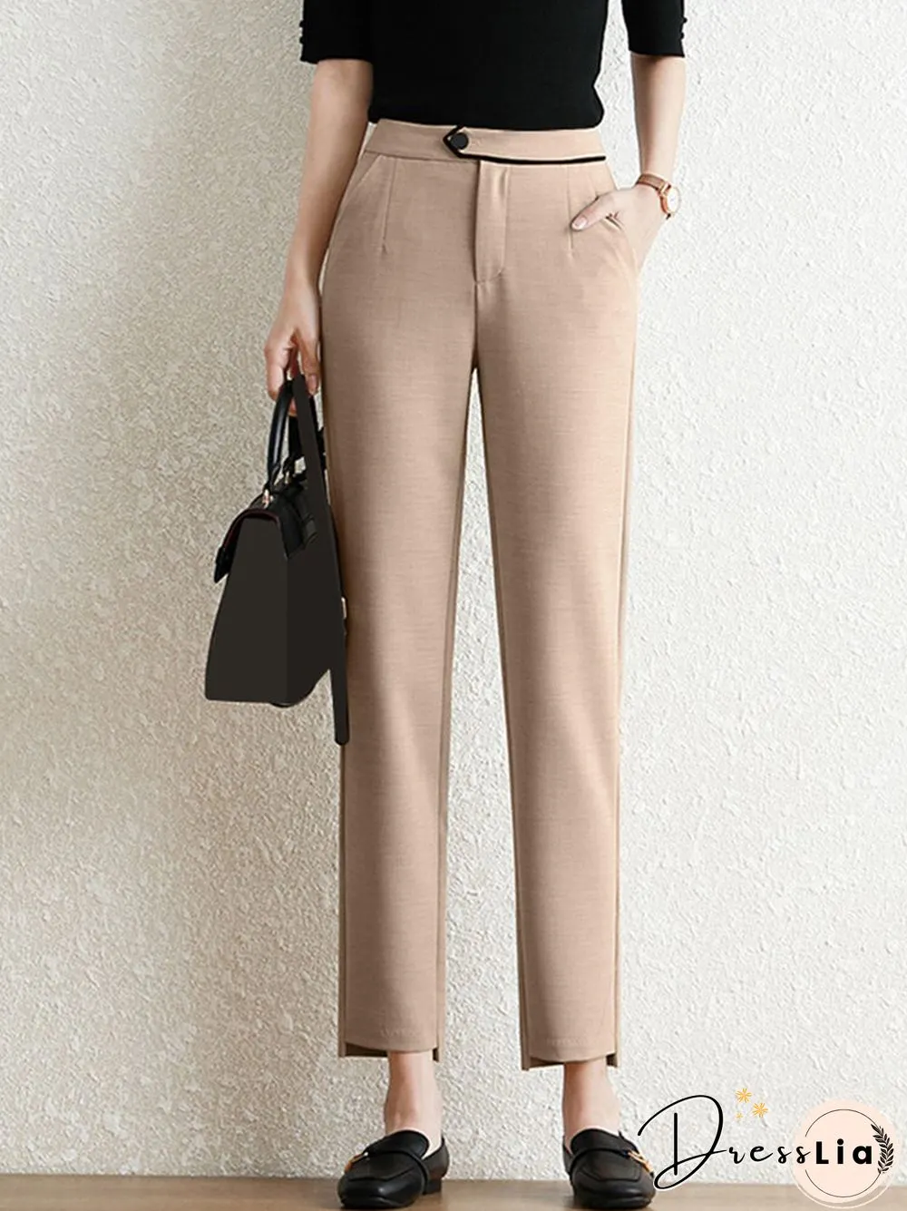 Contrast Pocket Step Hem Tailored Pants For Women