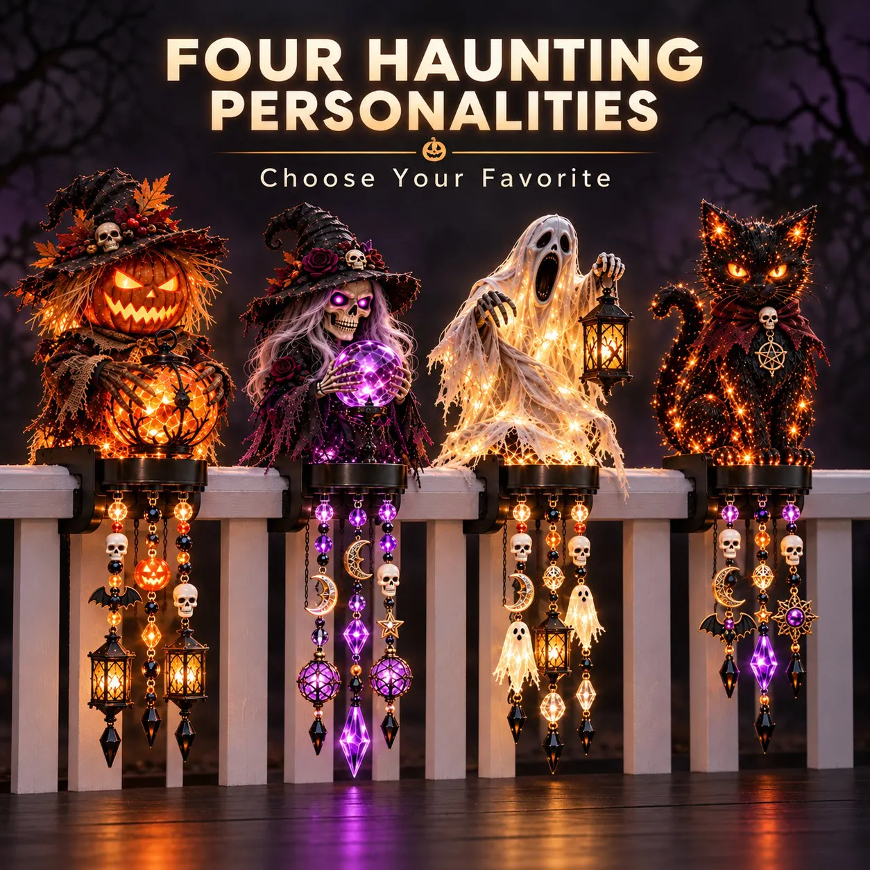 Pumpkin Scarecrow Halloween railing light