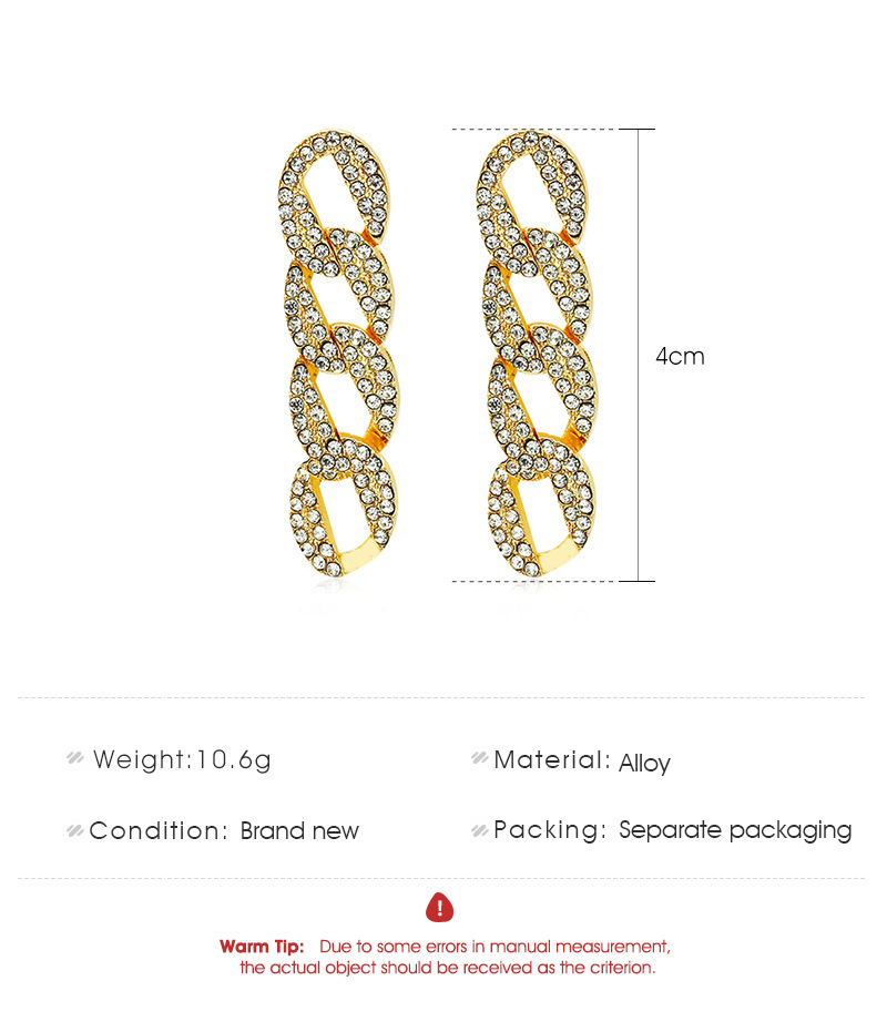 Chain Zirconia Gold-Plated Earrings