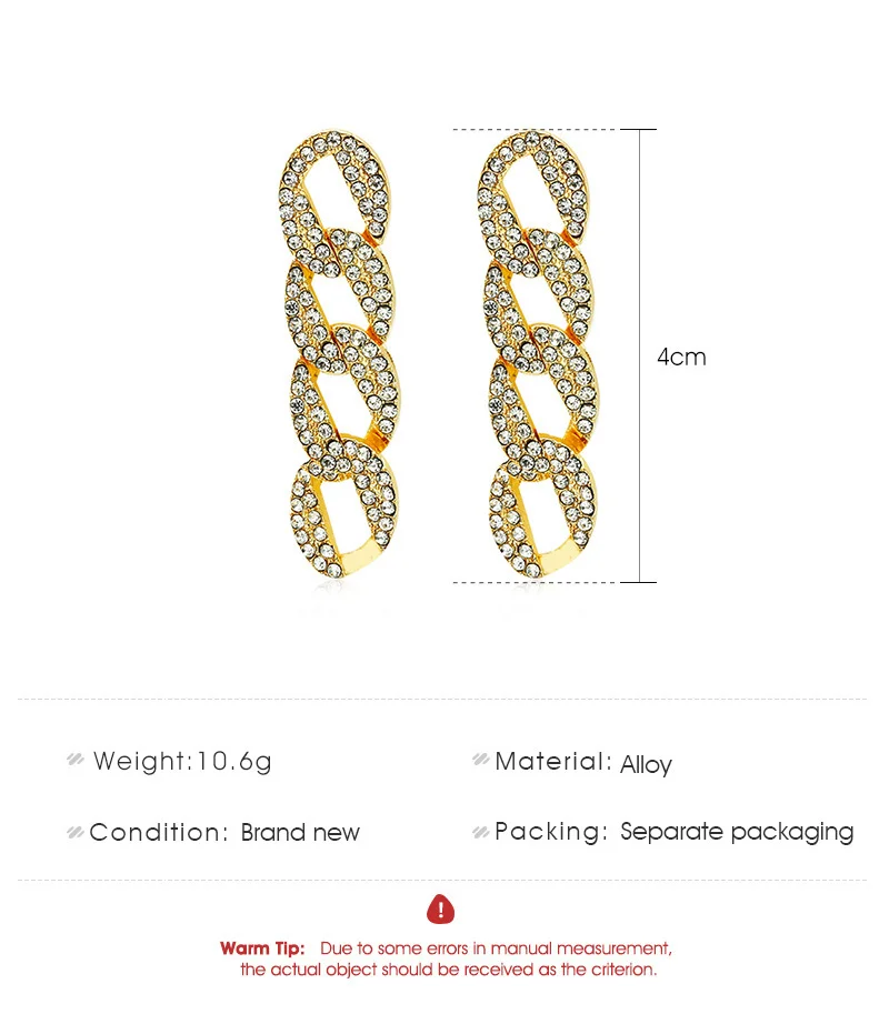 Chain Zirconia Gold-Plated Earrings