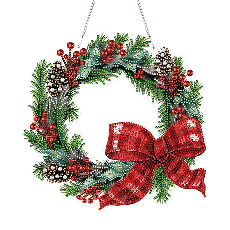 Special Shaped Crystal Painting Wreath Christmas for Home Window Door Decor Gift(Single Side Drill)