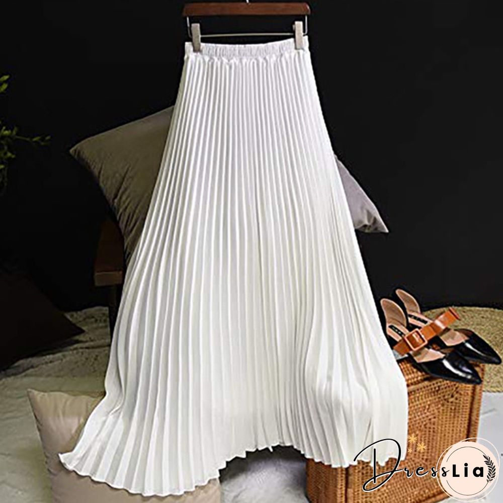 Summer New Fashion Women's Skirt One Size Multicolor Solid Pleated Skirt