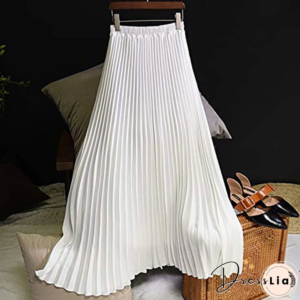 Summer New Fashion Women's Skirt One Size Multicolor Solid Pleated Skirt