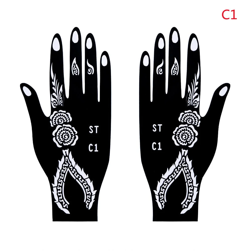 1PC Multiple Professional Henna Stencil Temporary Hand Tattoo Body Art Sticker Template Wedding Tool India Flower Tattoo Stencil