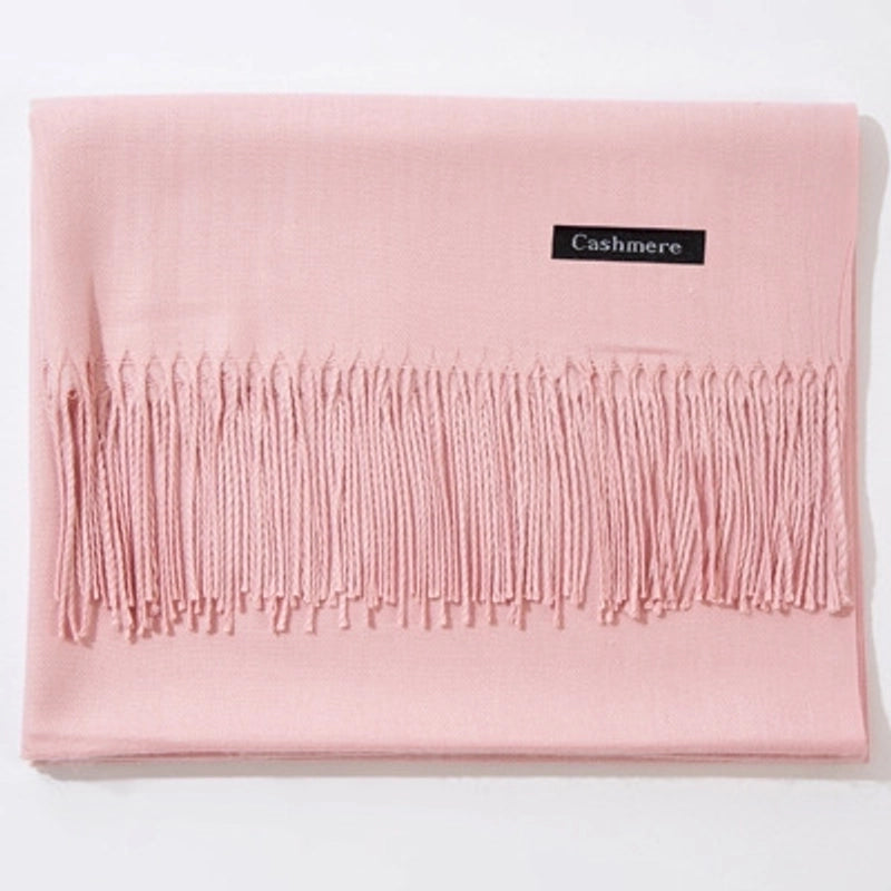 New Cashmere Scarf Female Korean Autumn And Winter New Solid Color Tassel Shawl Thick Warm Scarf