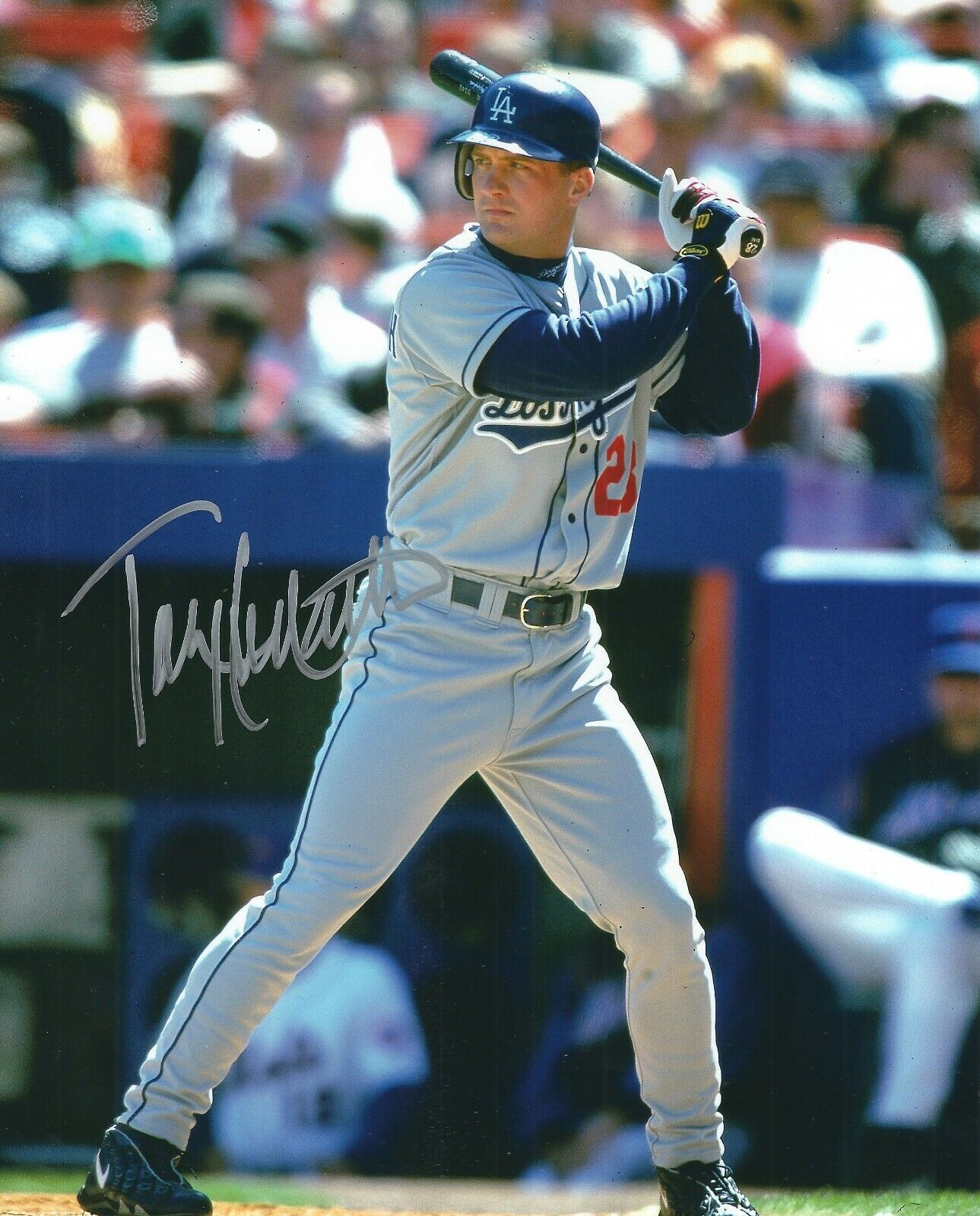 Signed TODD HOLLANDSWORTH Los Angeles Dodgers Autographed Photo Poster painting - COA