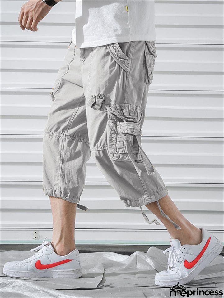 Men’s Relaxed Fit Below Knee 3/4 Length Cargo Shorts
