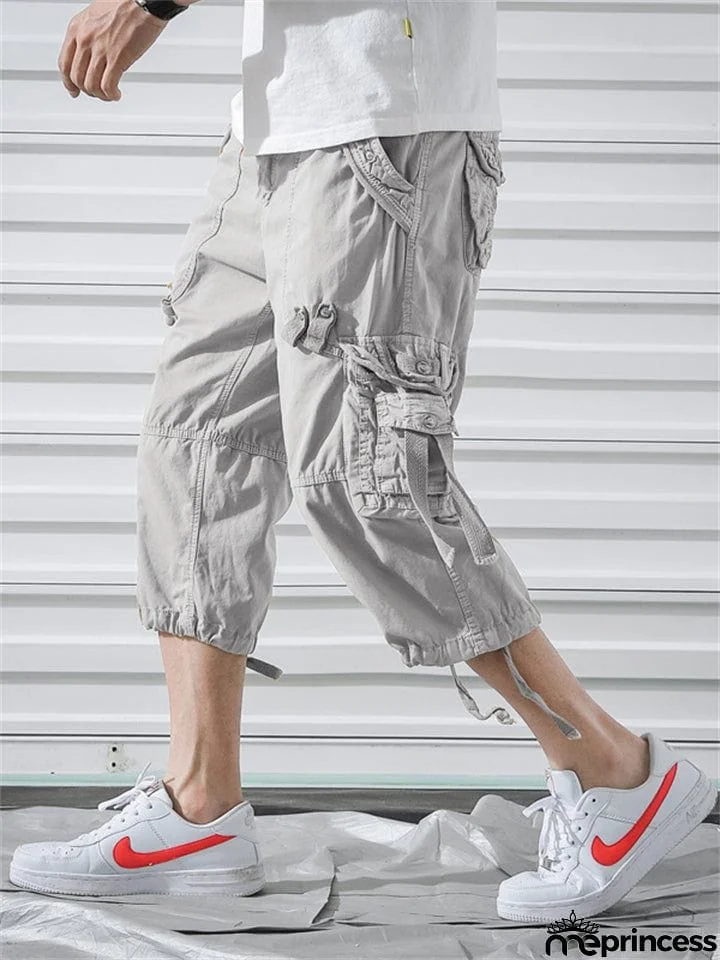 Men’s Relaxed Fit Below Knee 3/4 Length Cargo Shorts