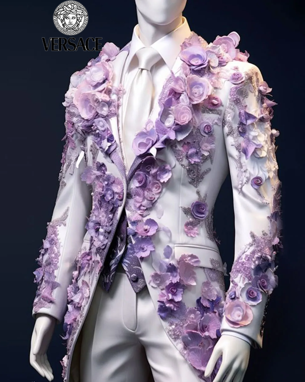 【Versace】Rosa Herrenblazer mit gestickter Blume