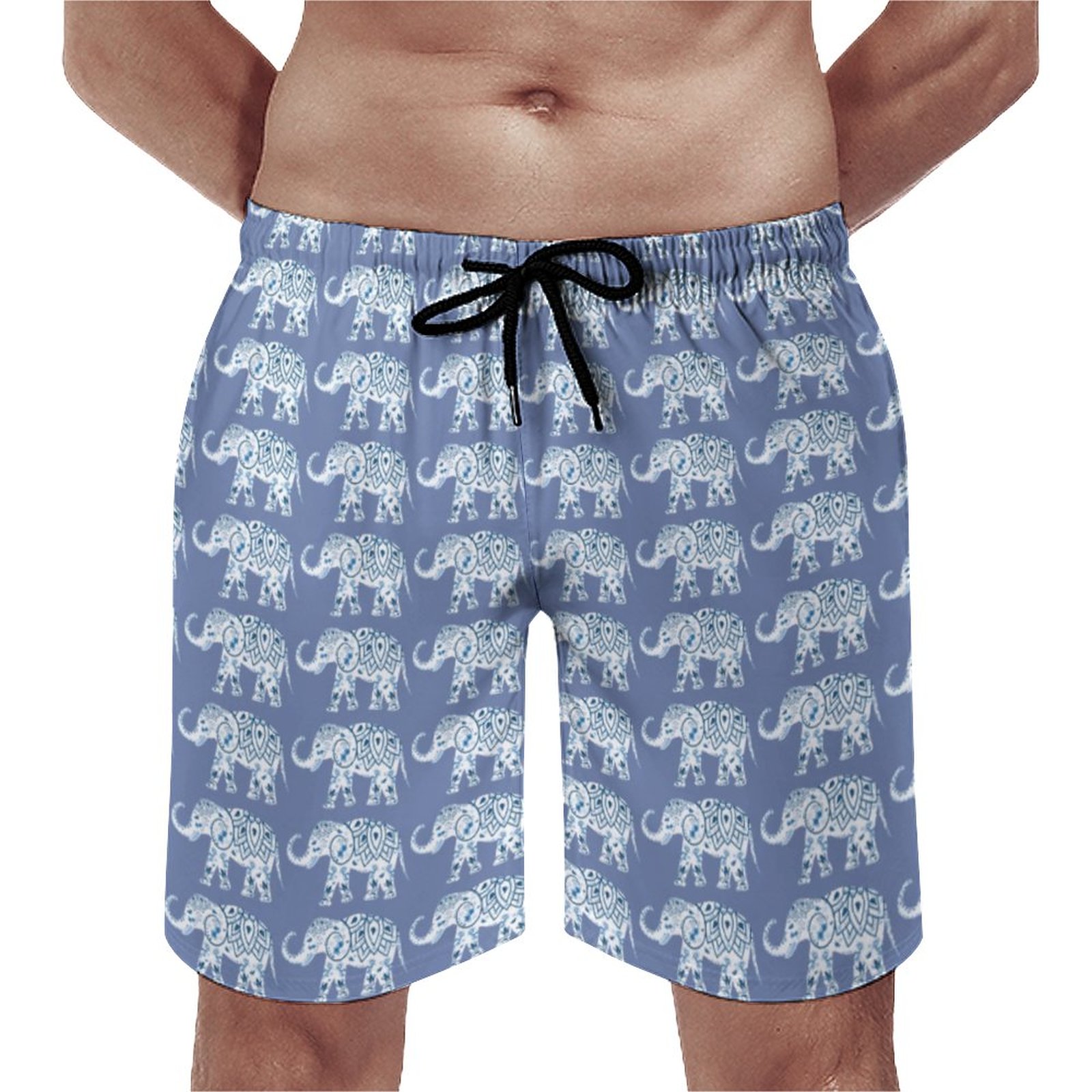White Elephant Elegant Men's Swim Trunks Summer Board Shorts Quick Dry Beach Short with Pockets