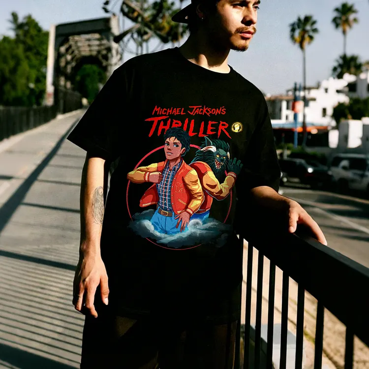 Michael Jackson's Thriller Cartoon Printed Men's T-shirt