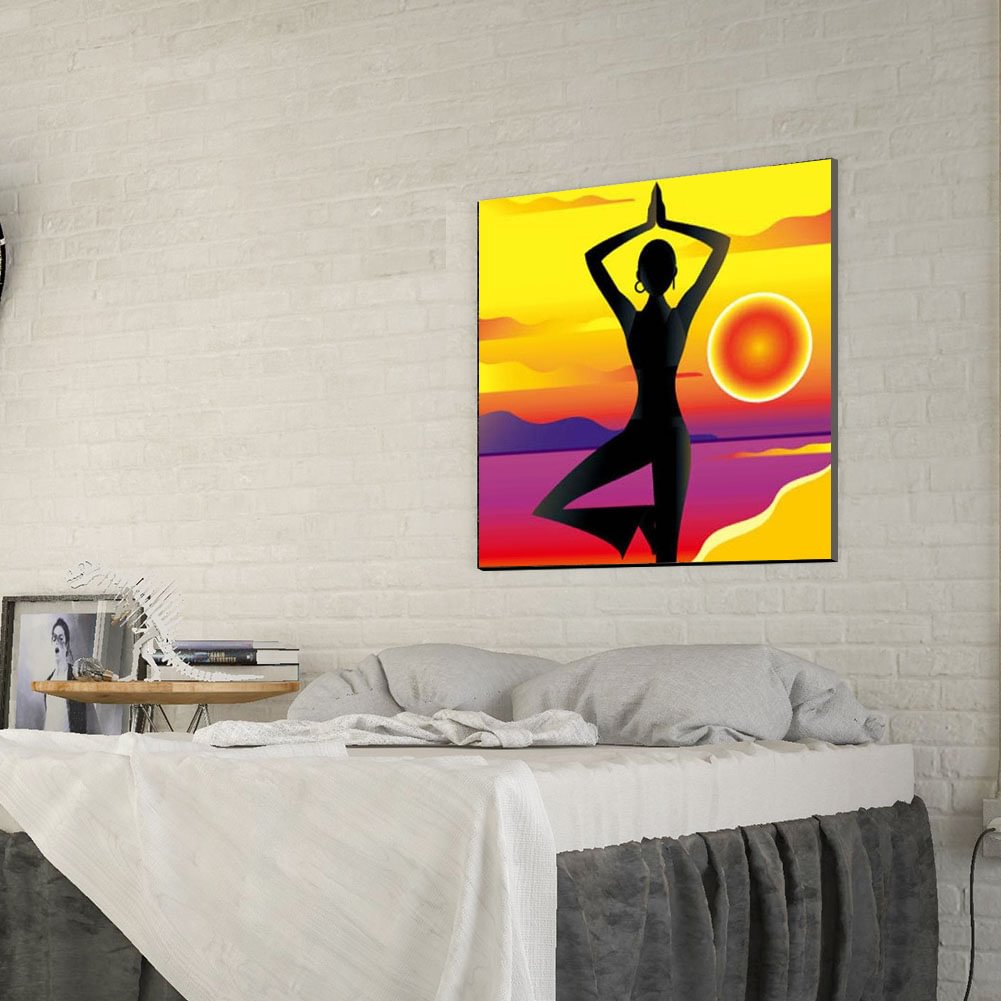 Sunset Yoga - Full Round Diamond Painting 30x30cm