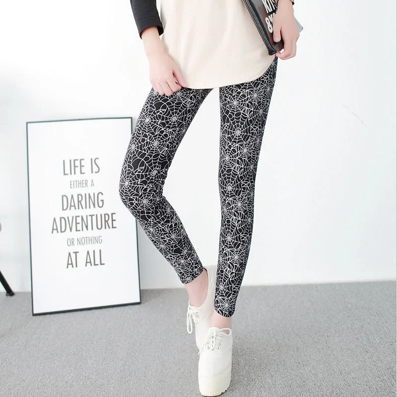 CUHAKCI Printed Leggings Women Workout Polyester High Waist Leggins Fitness Gym Activewear Pencil Pants