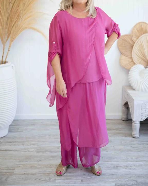 Plus Size Casual Linen Solid Women's Set