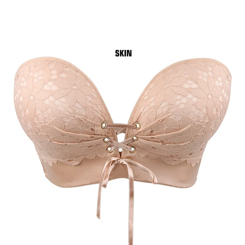 Sexy Women Strapless Bra Romantic Temptation Super Push Up Invisible Bralette Meet'r Small Breast Lace Brassiere Lingerie Tops