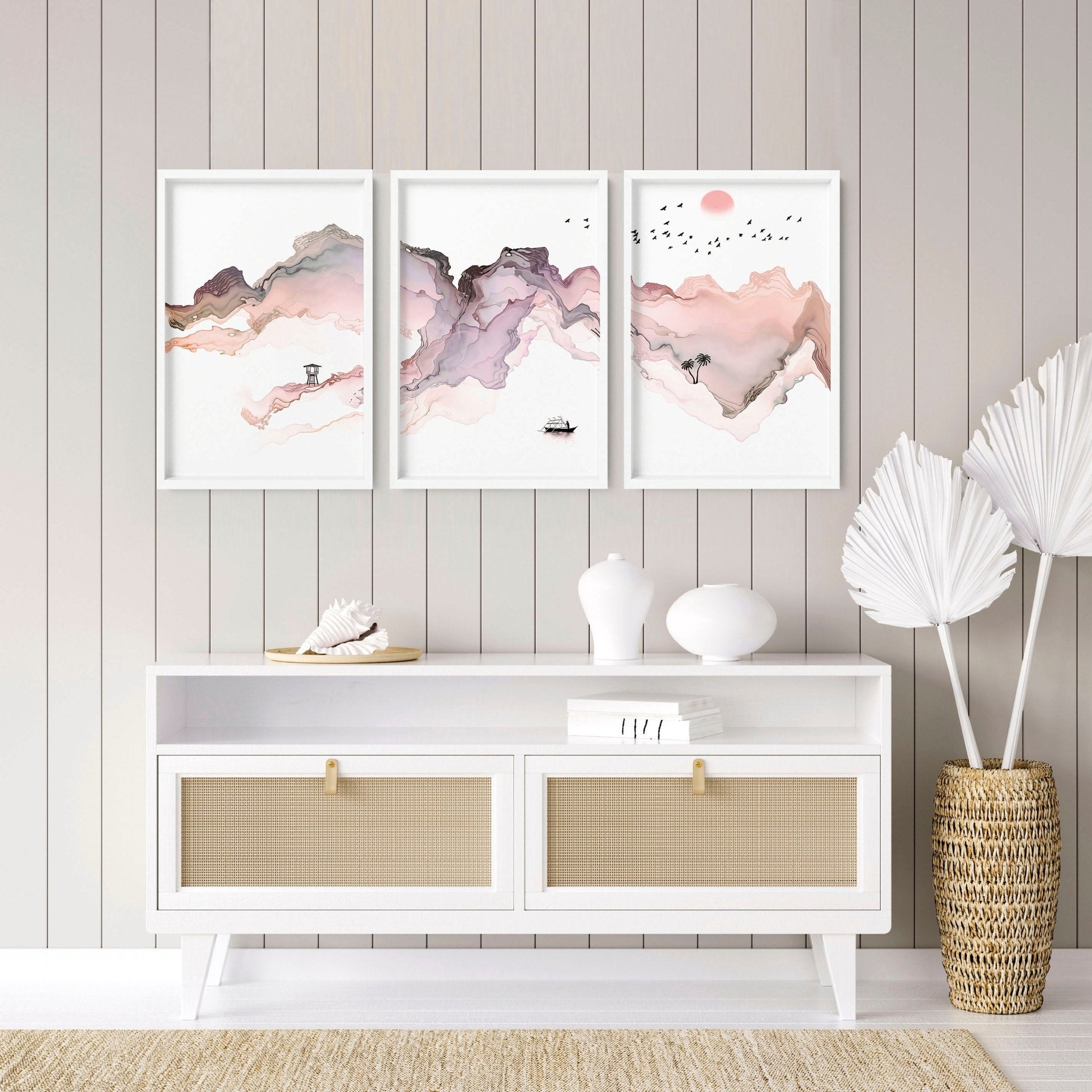 Wall art seaside | set of 3 framed wall art prints everthome