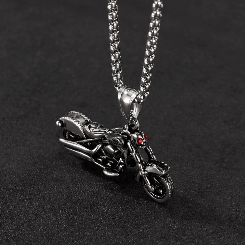 Hip-Hop Vintage Style Rock Motorcycle 304 Stainless Steel Men’s Pendant Necklace Men Pendant Necklaces
