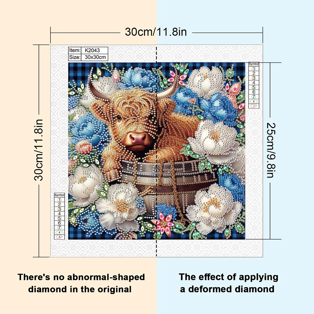 Diamond Painting - Partial Special Shaped Drill - Flower Highland Yak(Canvas|30*30cm)