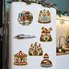 Diamond Painting Fridge Magnets Kit Christmas 6Pcs Pearl Resin DIY Craft