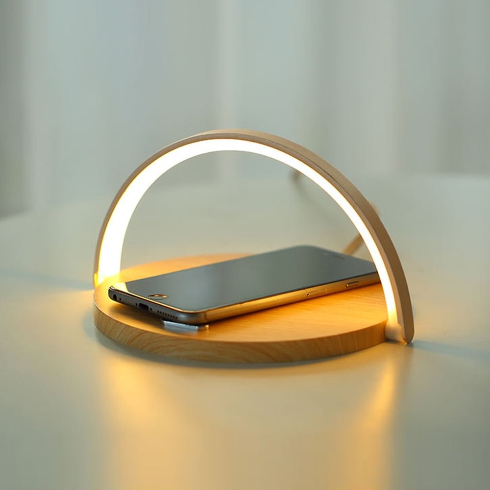 Qi Wireless Charger LED Table Lamp DC5V 10W USB Charging LED Desk Lamp Light Adjustment Table Bedside Lamp With Phone Holder - vzzhome