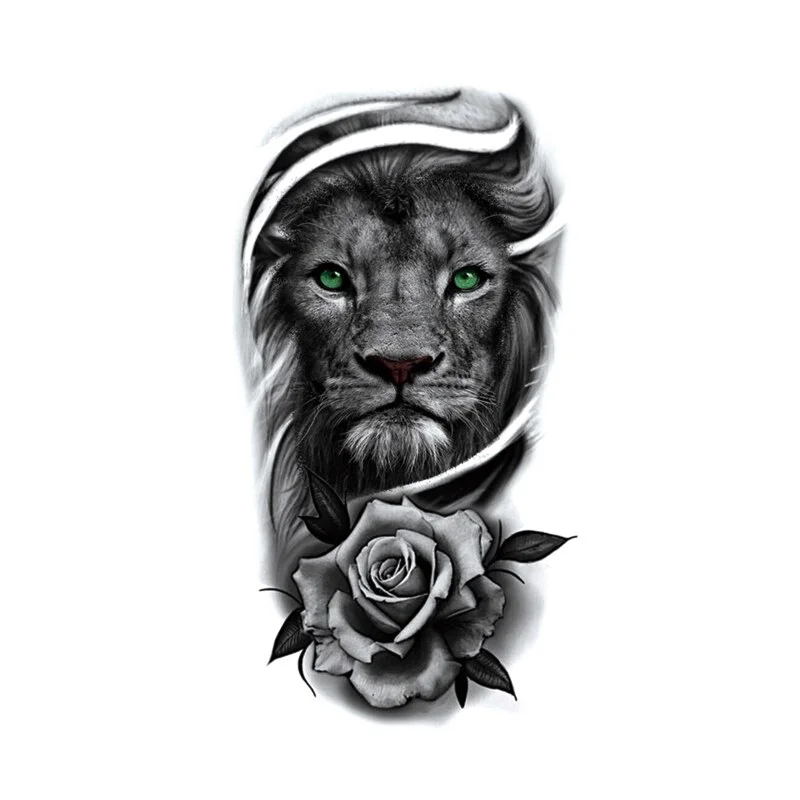 Sdrawing Styles Angel/devil/tiger/lion/wolf Waterproof Temporary Tattoos Men Flash Tatoo Stickers Tattoo Body Art Henna Fake Tattoos