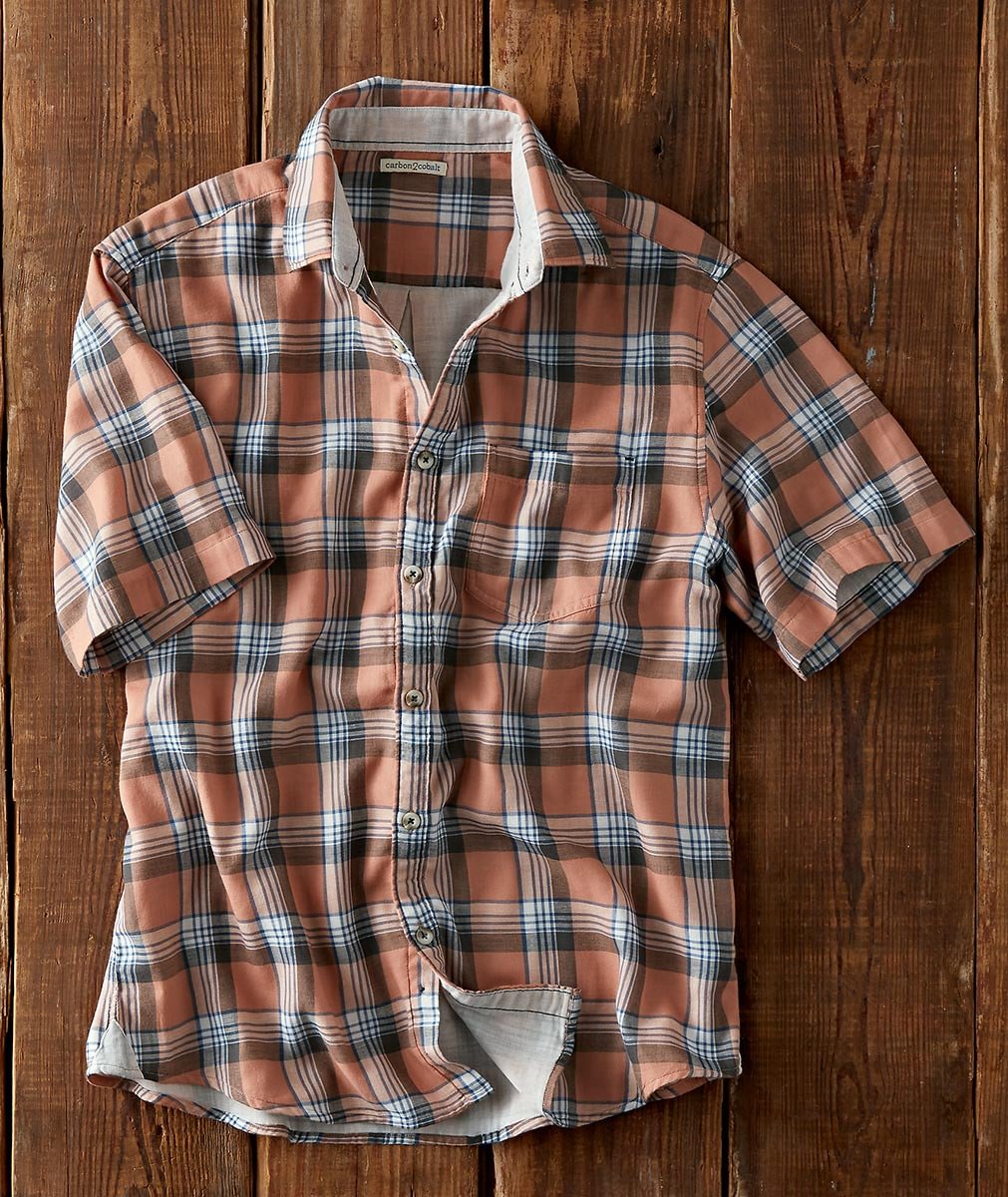 Men's Outdoor Vintage Check Short Sleeve Shirt、、URBENIE