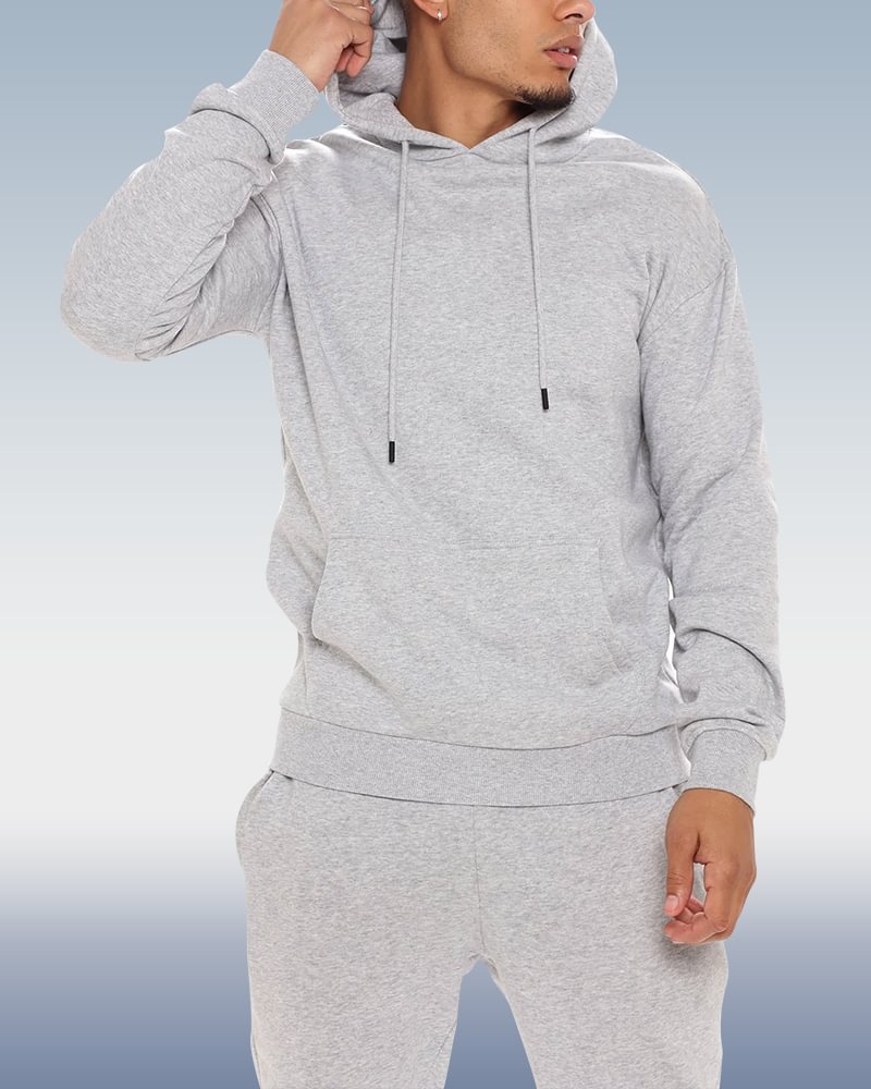 Men's Solid Navy Blue Hoodie Set