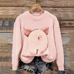 Lovely Pig Butt Print Cozy Knit Sweater - Image 2