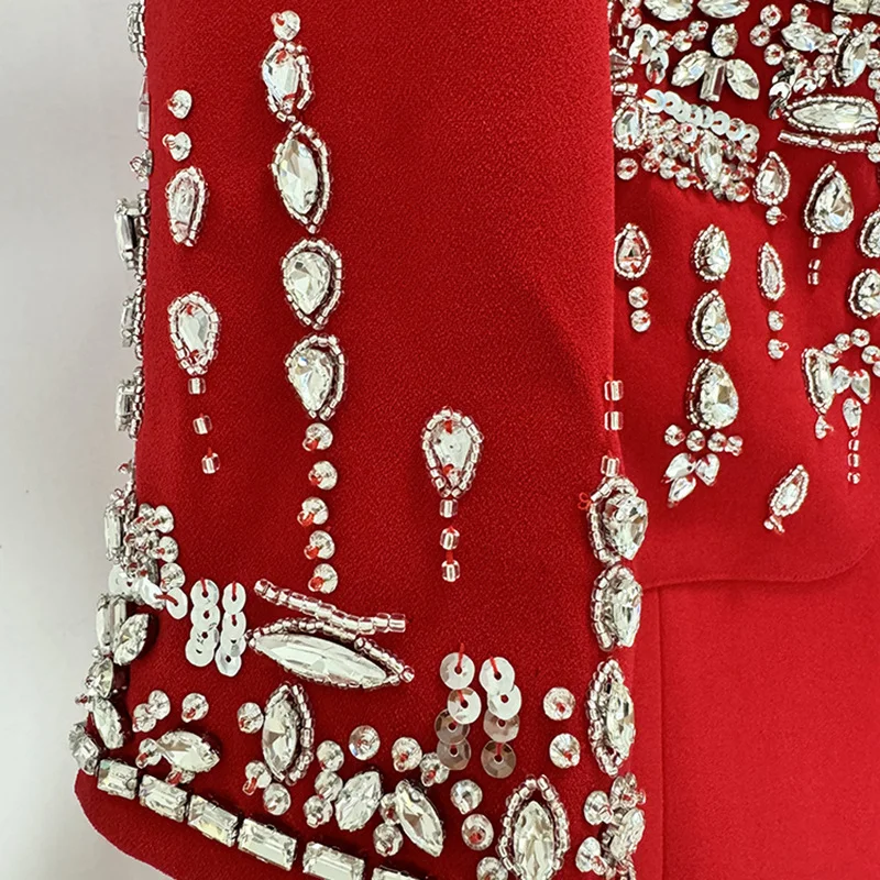 Nigikala Nigikala Star Fashion Heavy Industry Nails Studded Suit Dress Red Dress Fishtail Dress