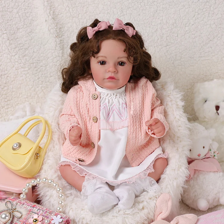 Babeside Susana 20'' Realistic Reborn Baby Doll Girl Long Curly Brown Hair