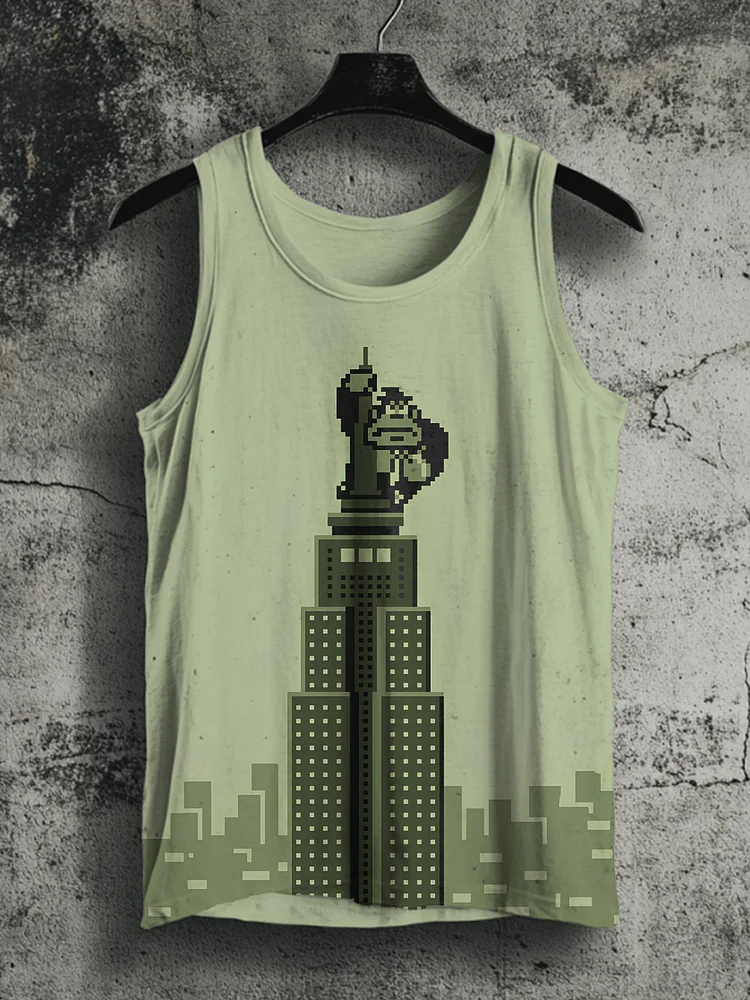 Men's Pixel Gorilla Art Print Tank Top