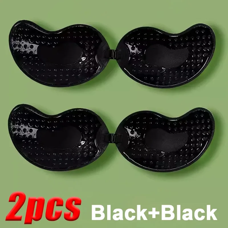 Alccn Invisible Strapless Adhesive Stick Bra Strapless Push Up Bras Women Lingerie Seamless Silicone Nipple Covers Bralette Underwear