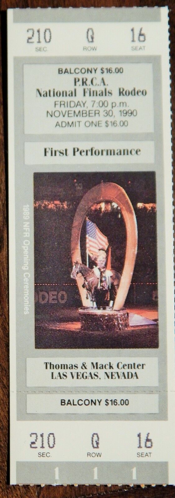 1990 NATIONAL FINALS RODEO ORIGINAL USED TICKET OPENING CEREMONY COLOR Photo Poster painting