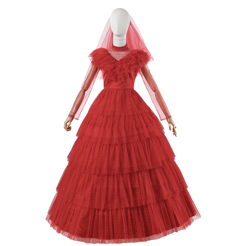 Beetlejuice Wife Lydia Red Wedding Dress Costume Beetlejuice Halloween Female Cosplay Costume