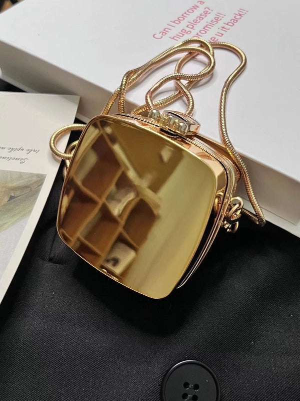 Apple Gold Apple Silver Square Gold Arylic Solid Color Round Evening Bags