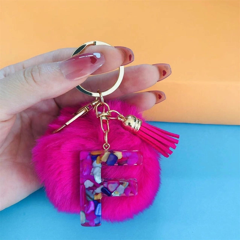 Minimalist Commute Letter Hairball Resin Unisex Bag Pendant Keychain