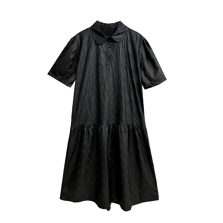 Street Style Jacquard Short Sleeve Midi Dress