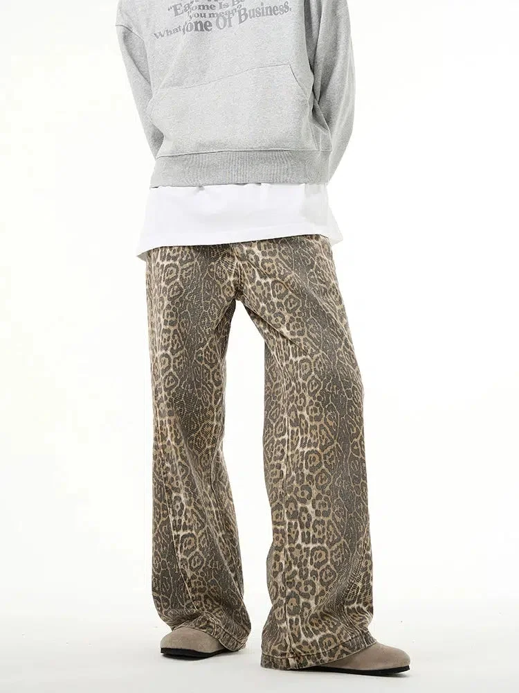 Aonga Faded Leopard Print Jeans