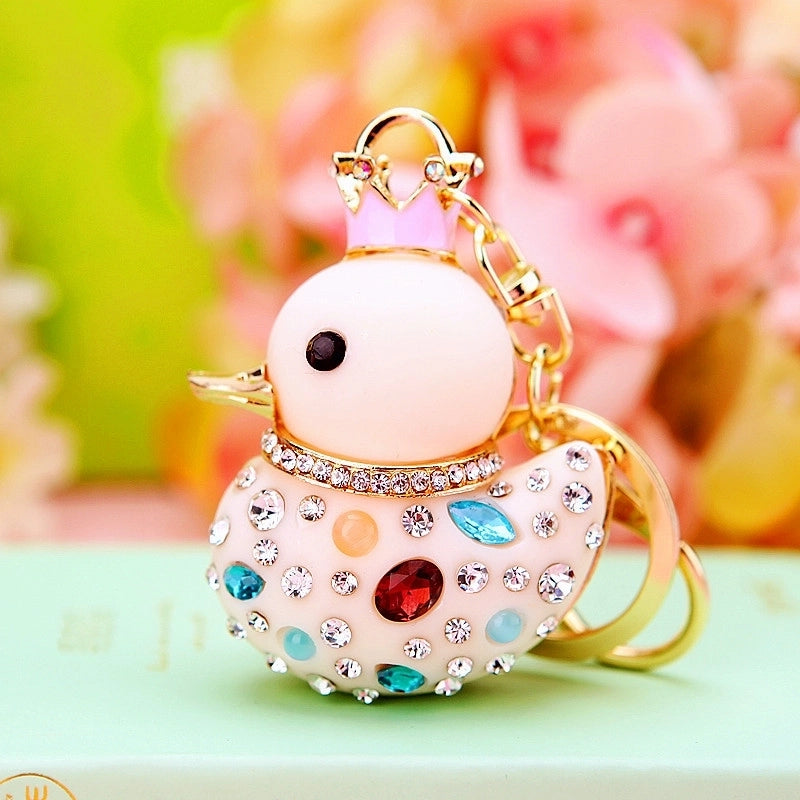 Cartoon Style Cute Duck Resin Diamond Women’s Bag Pendant Keychain