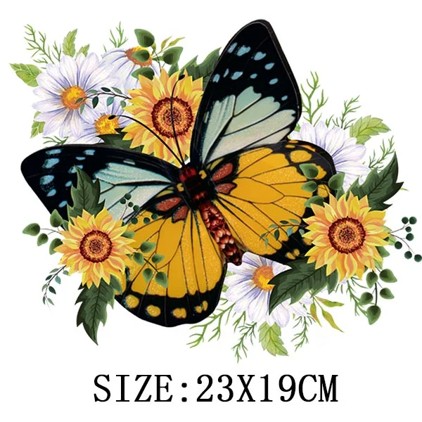 Beautiful Butterfly Thermal Sticker On T-shirt DIY Washable Iron On Hoodies Funny Design On Clothes Patches Appliqued Decoration