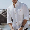 Men's Workwear Multi-pocket Short-sleeved Shirt Cotton and Linen Casual Shirt