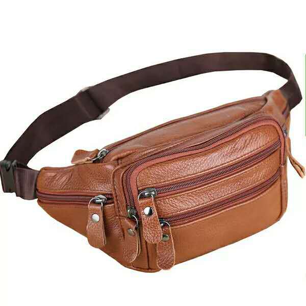 Fanny Pack Waist Bag Multifunction Genuine Leather Hip Bum Bag Travel Pouch for Men and Women- Multiple Pockets & Sturdy Zippers Ideal for Hiking Running And Cycling