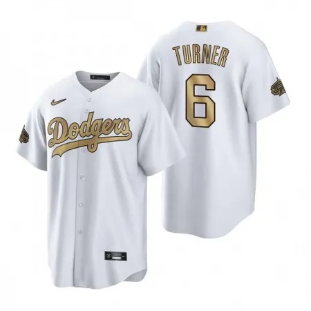 Men's Los Angeles Dodgers #6 Trea Turner 2022 All-Star White Cool Base Stitched Baseball Jersey 2PUZ