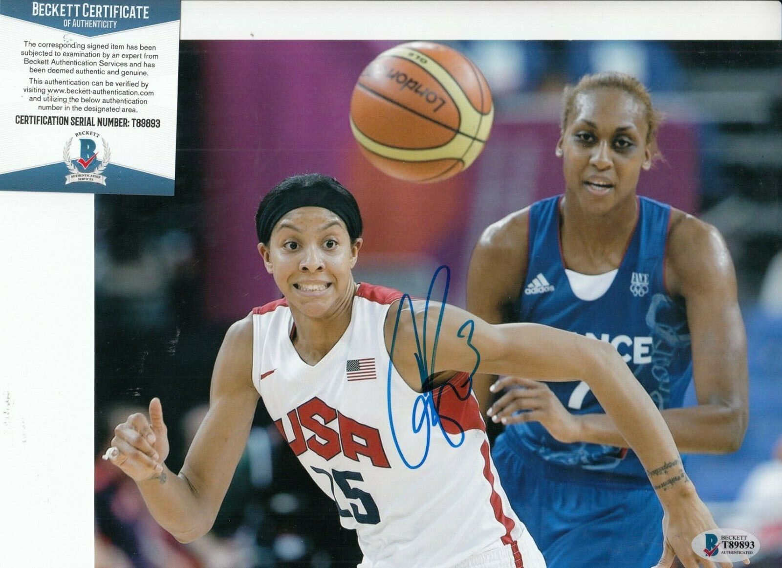 CANDACE PARKER signed (LOS ANGELES SPARKS) WNBA 8X10 Photo Poster painting BECKETT BAS T89893