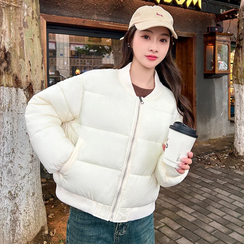 Cartoonh Korean Version Of The New Baseball Uniform Down Cotton Uniform Collar Short Women Winter Thick Small Loose Coat Padded Clothes