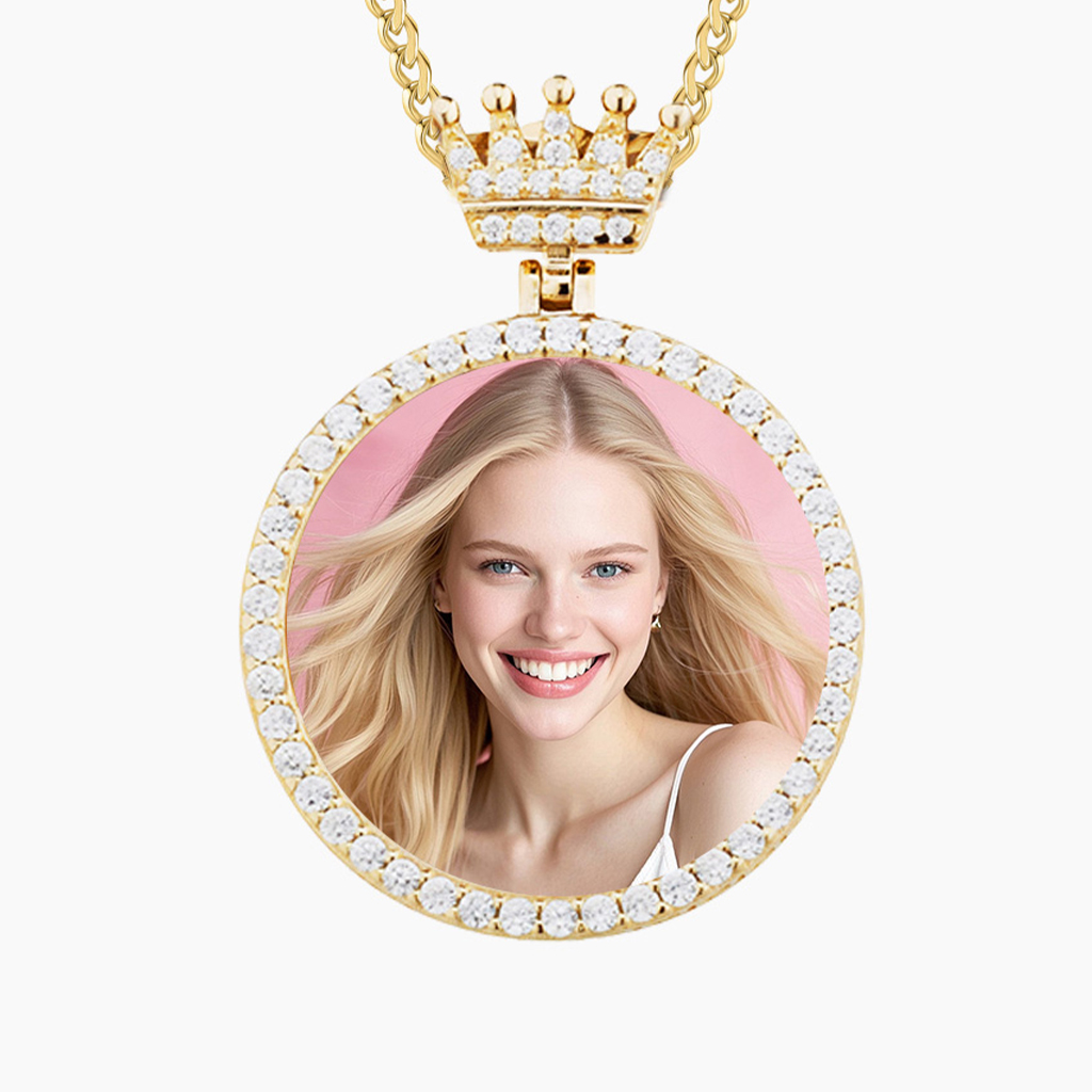 Crown Circle Photo Necklace
