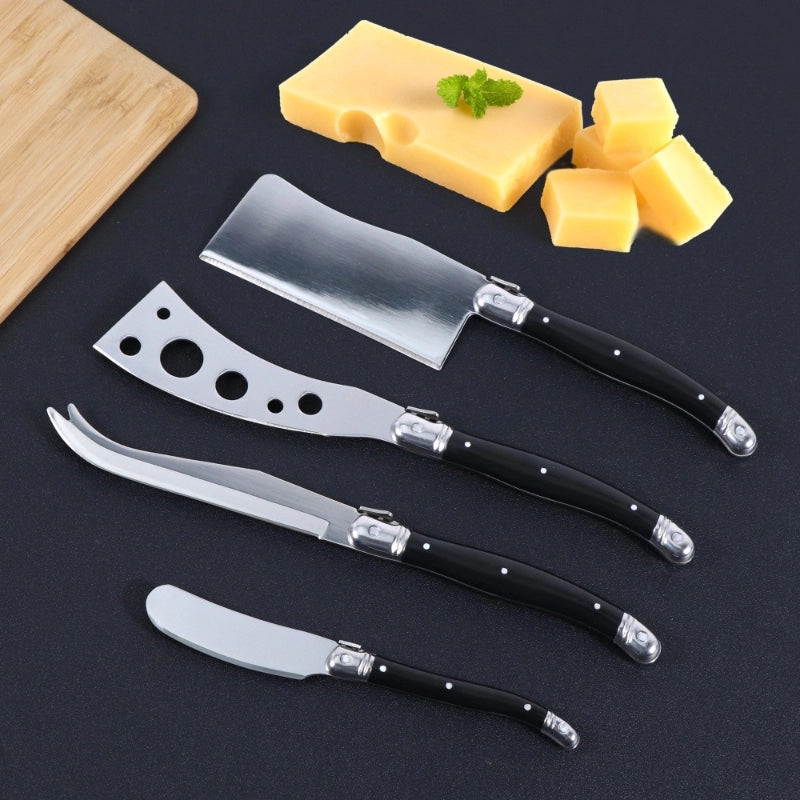Factory In Stock Stainless Steel Cheese Knife Butter Knife Black Plastic Handle Cheese Knife Jam Spatula Baking Utensils