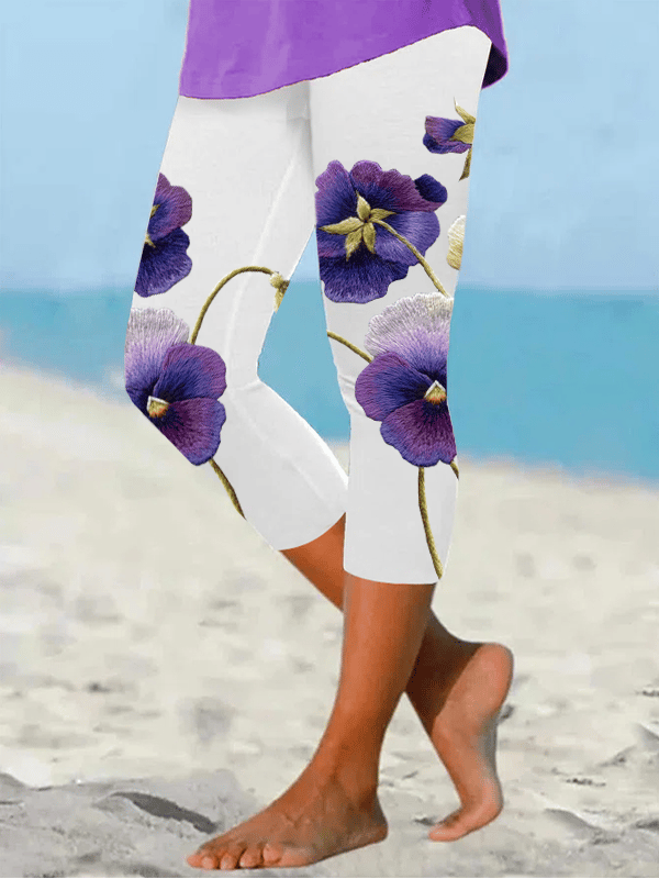 Women's Alzheimer's Purple Floral Print Leggings
