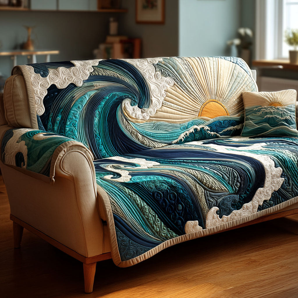 Drift Wave Quilted Sofa Cover NCU0NT11785 everthome