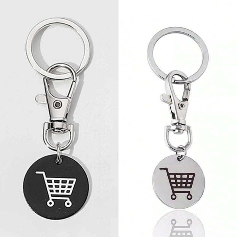Classic Style Commute Shopping Cart Stainless Steel Unisex Bag Pendant Keychain